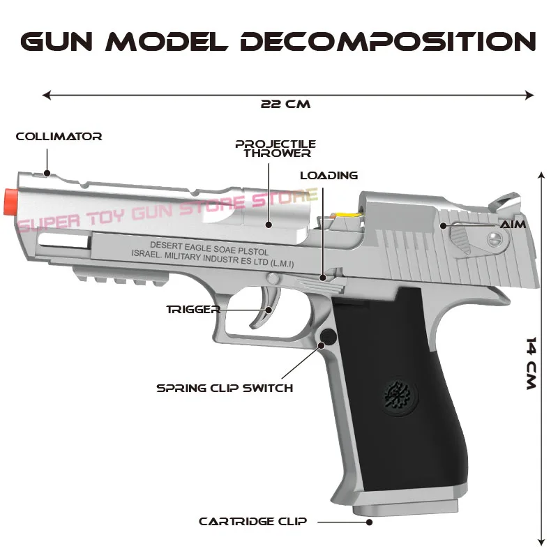 SilveryDesert Eagle-автоматический игрушечный пистолет для игр на открытом воздухе