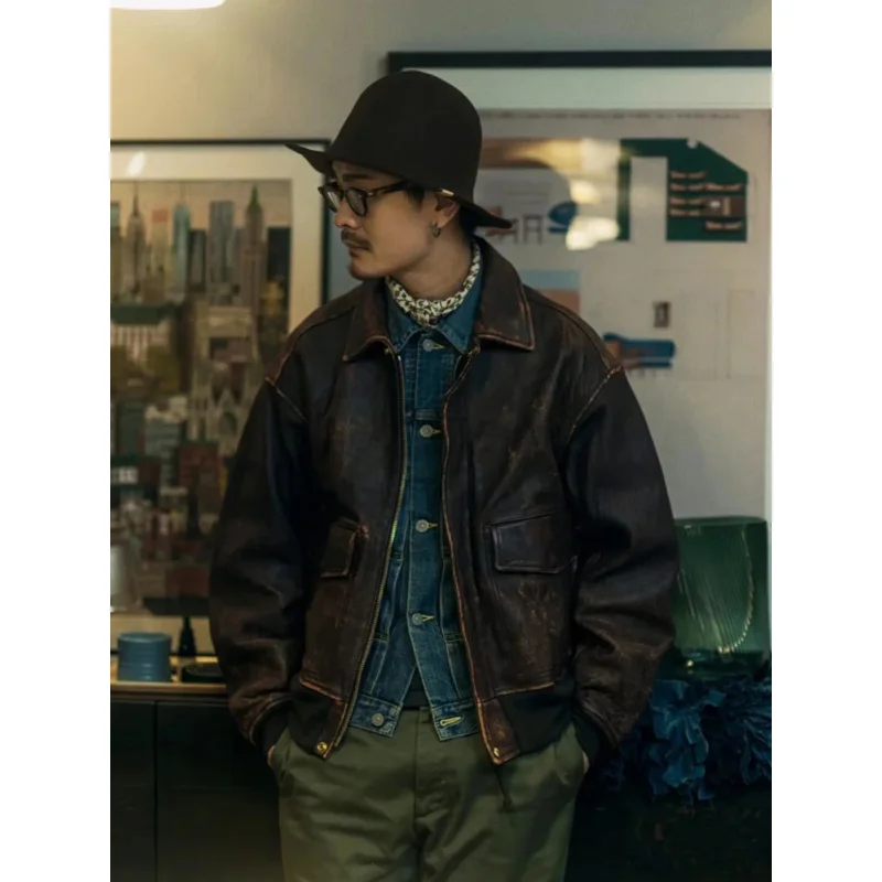 VISVIM FIL 22AW ELMENDORF Nakamura японская мода Тяжелая потертая овчина куртка Ретро a2 кожаная