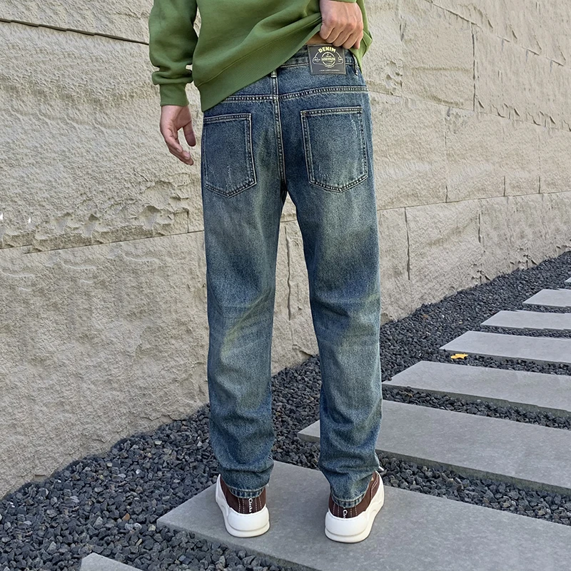 Новинка осени 2024 повседневные свободные мужские джинсы в американском стиле