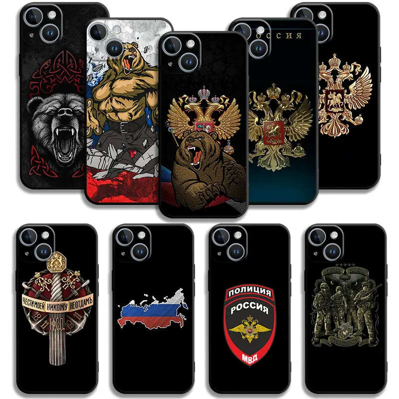 

Soft Silicone Cover Phone Case For iPhone 14 13 12 11 Pro Max 6 6S 7 8 Plus X XS XR 12 13 Mini Shell Russian Flags Emblem