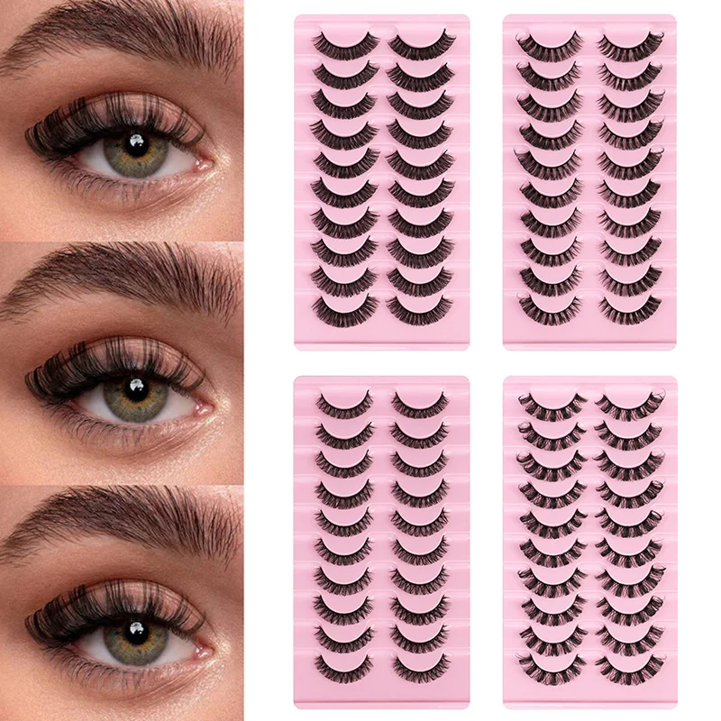 

10Pairs Reusable False Eyelashes Russia DD Curl Fake Eyelashes Bushy Volumes 3D Faux Hair False Lashes Extension Eye Makeup