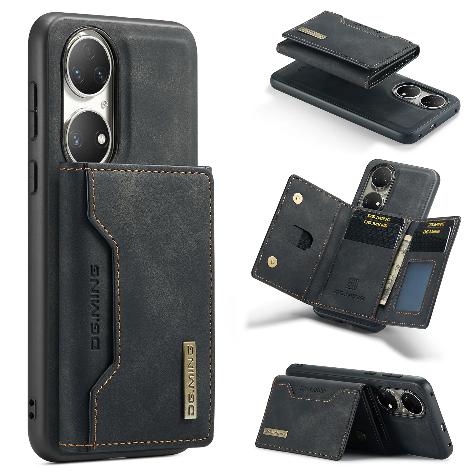 

Серия M2 подходит для Huawei P50 тройного сложения сумка для карт защитный чехол P50 Pro два в одном кожаная сумка для карт с магнитом