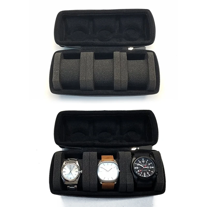 

3 Slot Watch Dislpay Roll Organizer EVA Watch Storage for Case with Zipper Cushions Jewelry Storage Boxes for Men Women Y08E