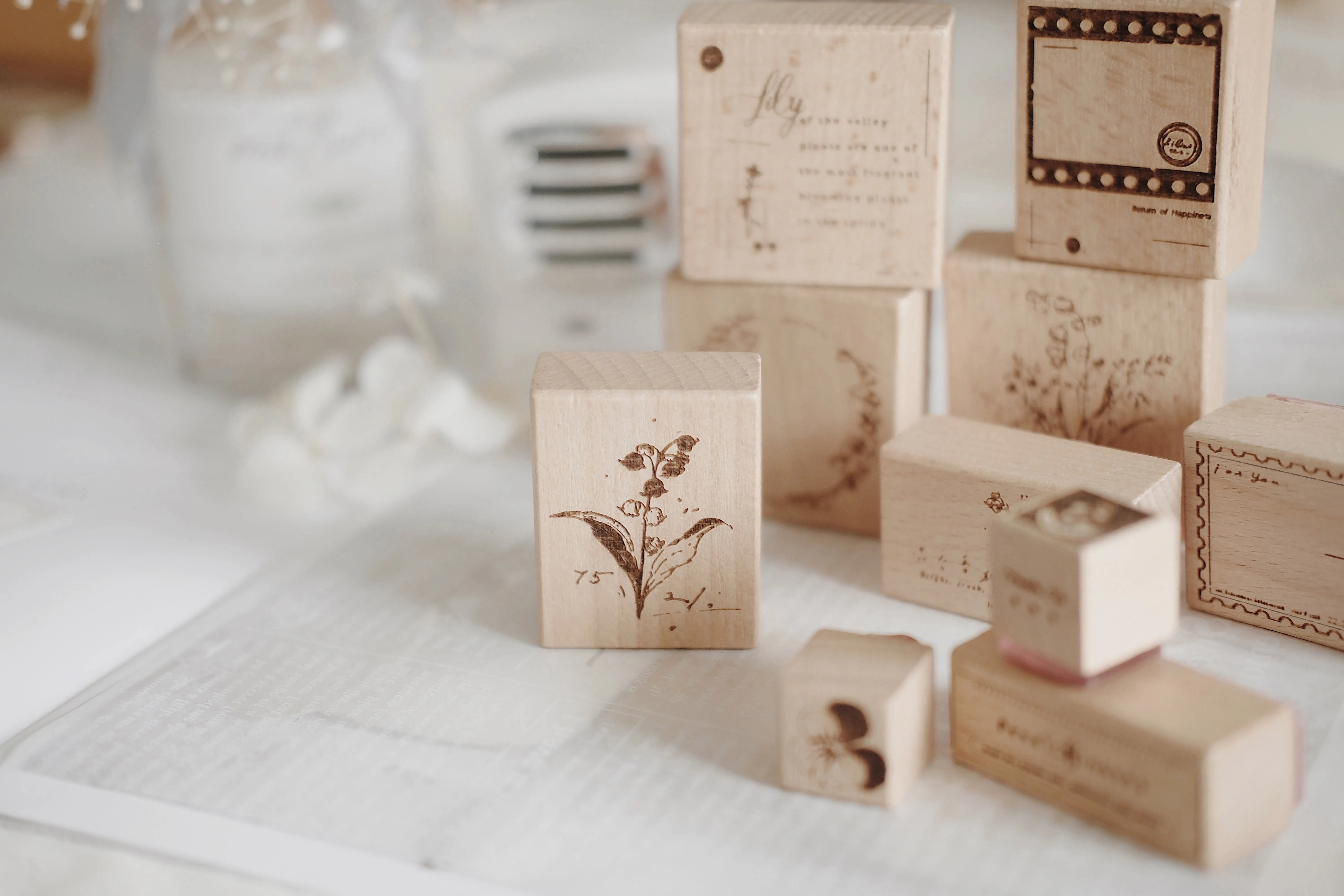 1 шт. винтажная деревянная печать с рисунком ландыша | Канцтовары для офиса и дома