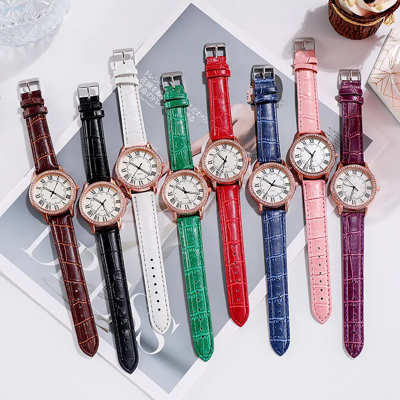 2023 New Women's Watch Women's simple diamond inlaid luminous retro women's watch belt quartz watch 8 enlarge