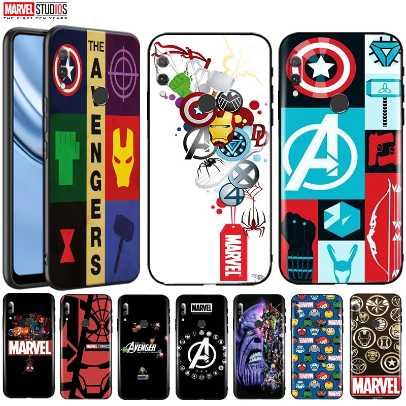 

Marvel Avengers Logo Phone Case For Huawei Y9 Prime 2019 2019 Y9a Y9s Y9 2018 Coque Black Soft TPU Ultra-Thin Silicone Cover