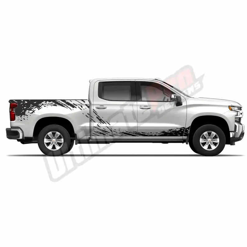 

Комплект виниловых наклеек-брызг, наклейки, совместимые с Chevrolet Silverado 2019 2020, экипажная кабина 1500, боковые двери, грязевые брызги