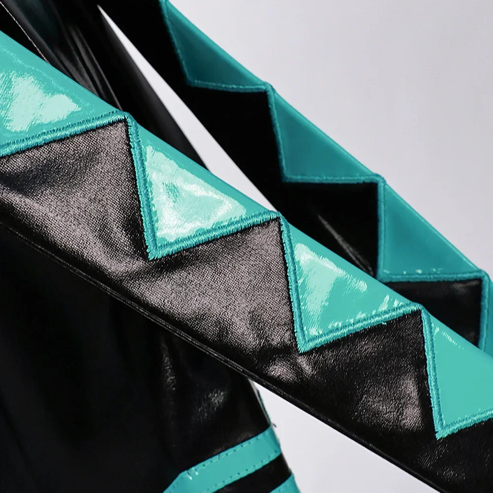 Мику Косплей Костюм 16-летие Черная кожаная форма JK Очки Хэллоуин Карнавальные