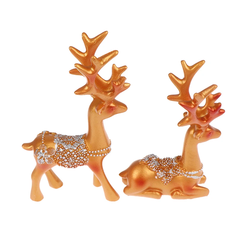 

2Pcs/set Car Interior Decoration Indoor Tabletop Deer Ornaments Creative Car Lucky Deer Supplies Simulation Deer Gift
