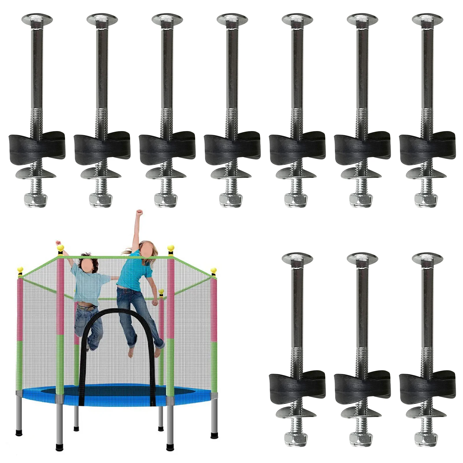

3pcs Unassembled Nut Tube Fixing Trampoline Screws Jumping Bed Carriage Screw Nut Screw Circle Screws Trampoline Accessories