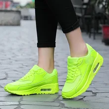Neon Green-Zapatillas deportivas para hombre, calzado deportivo con suela gruesa, con cordones, acolchado, para entrenamiento atlético al aire libre, para gimnasio y caminar