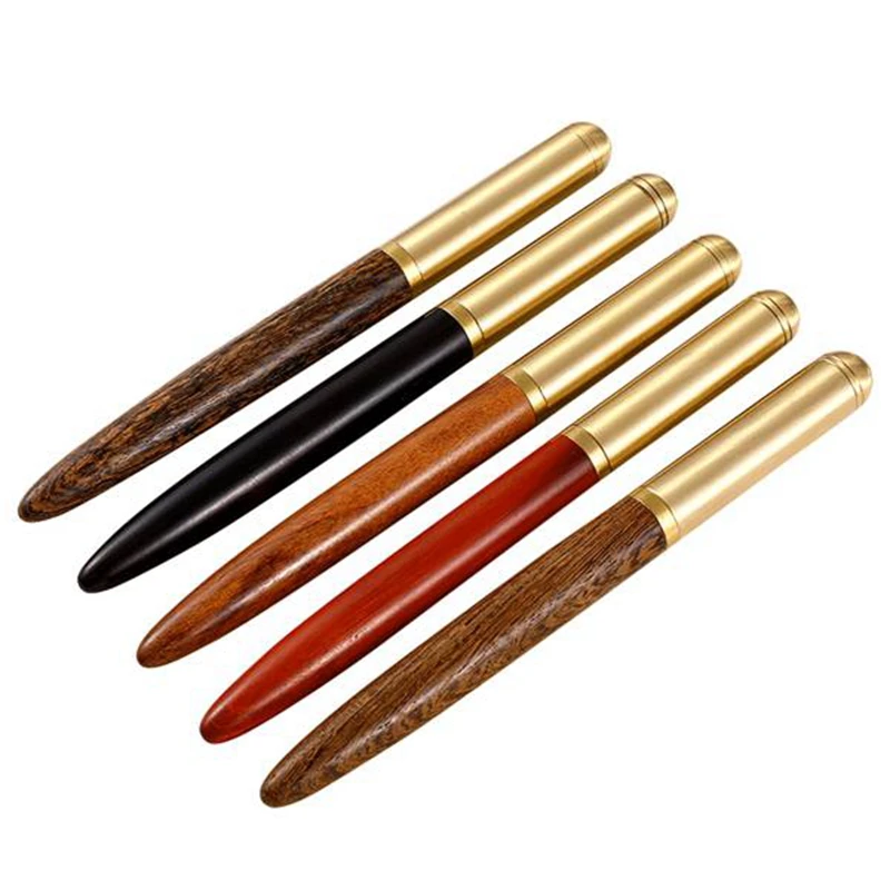 

Classic 0.5Mm Wood Fountain Pen Copper Business Fine Nib Pen Office School Supplies Stationery