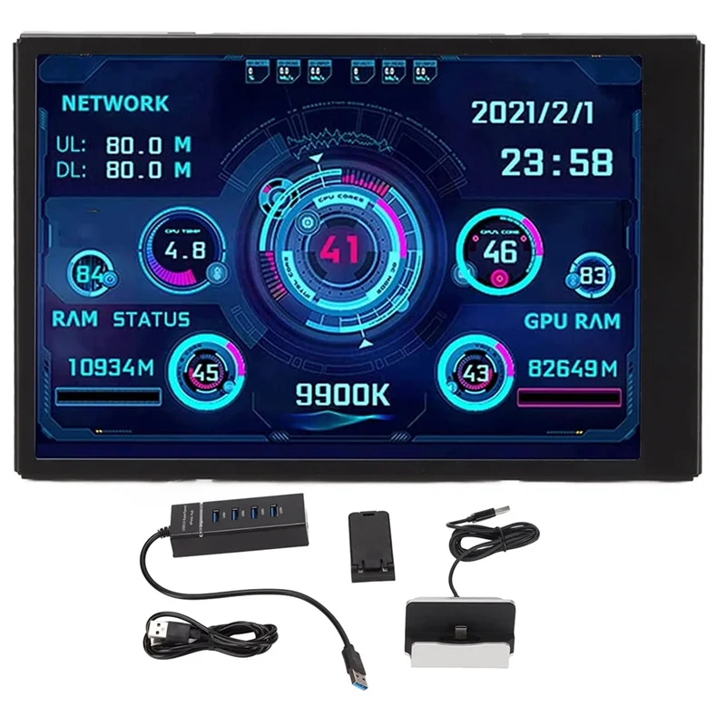 

Монитор для ПК, 3,5-дюймовый IPS USB мини-экран CPU Ram HDD дисплей температуры данных 3,5 градусов Тип C экран для компьютера