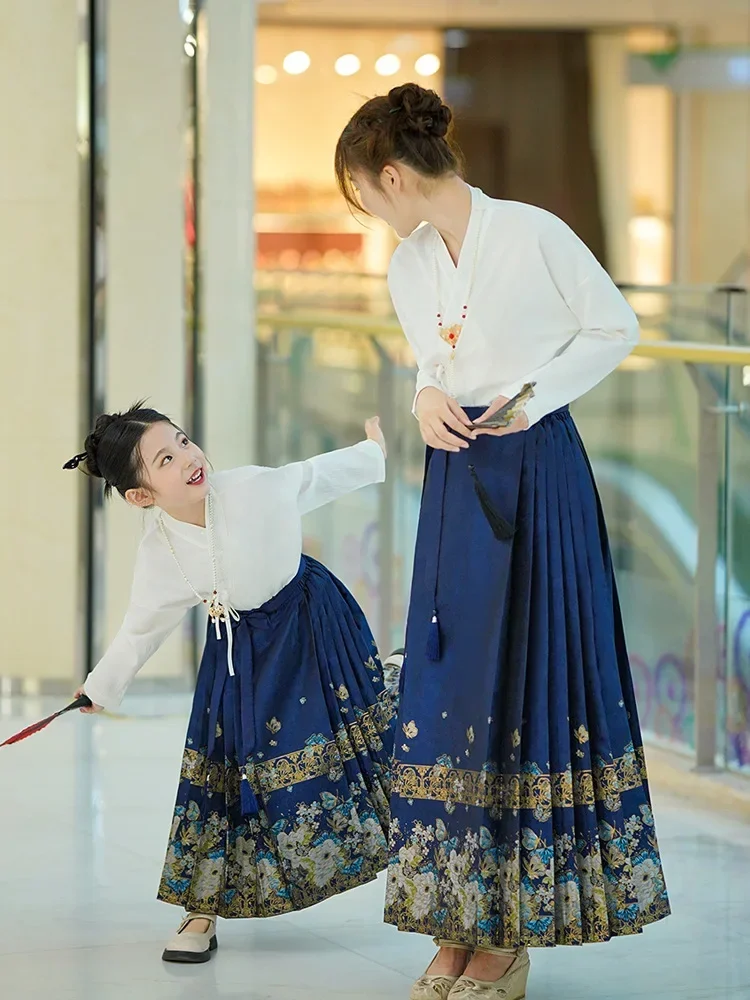 Женское плетеное платье династии Мин ханьфу Женская юбка с лицом лошади