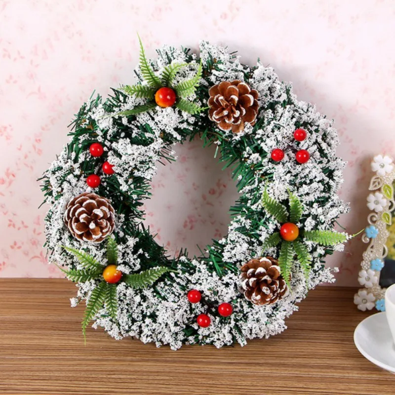 

20cm Artificial Christmas Garland Door Hanging Ornaments Pre-decorated with Berries Pinecones Home Party Decor Christmas Wreath