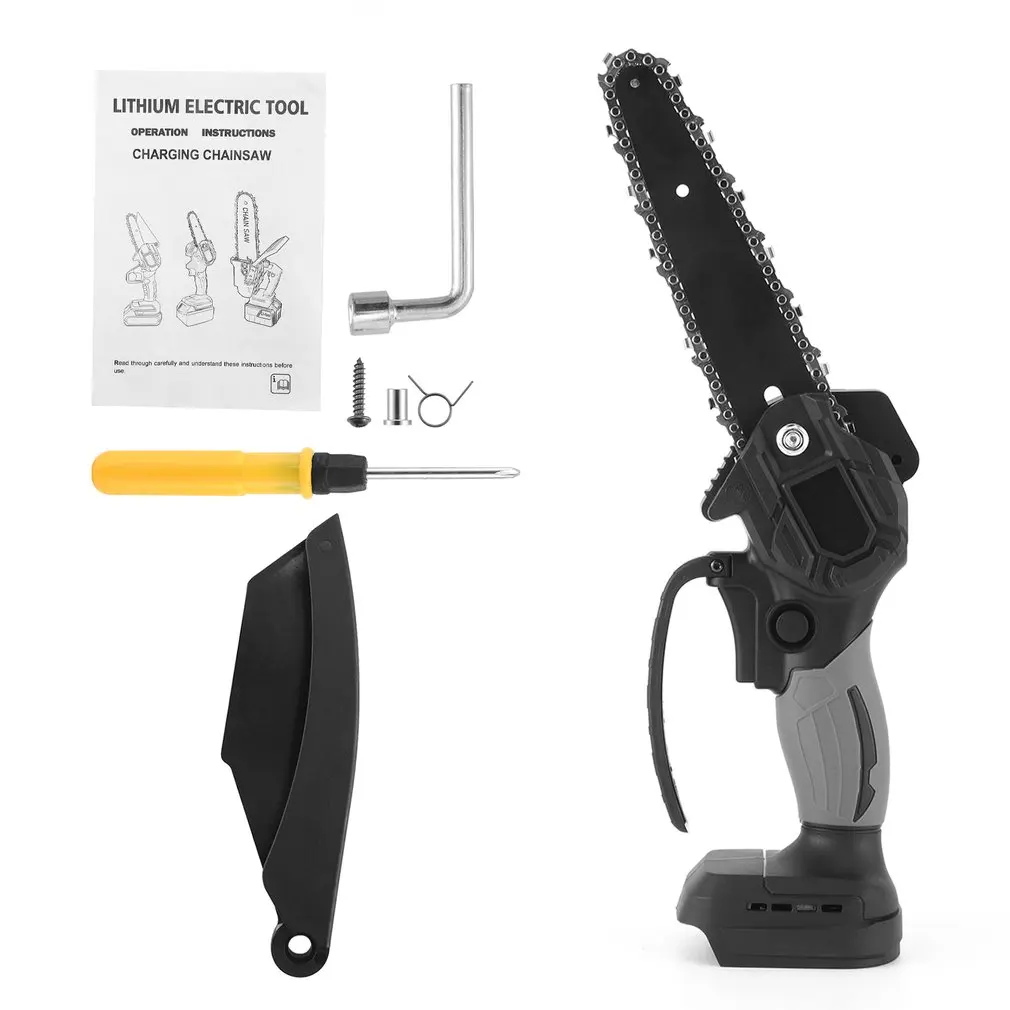 

6" Mini Electric Chain Saw With Battery Indicator Rechargeable Woodworking Tool Makita Low Power Consumption Electric Chainsaw