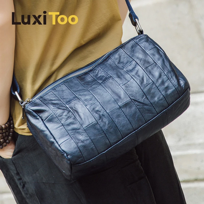 Genuine Leather Shoulder Bag Women Flap Casual Messenger Bags Street Crossbody Bag Cowhide Travel Bags Daily Work High Quality
