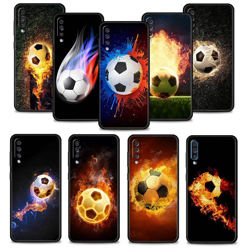 

Phone Case For Samsung Galaxy A70 A70s A50 A30s A04s A20s A20e A02 A02s A03 A04 A03s M52 A42 M31 Cover Football Soccer Fire Ball