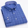 2022 New Plaid Shirts For Mens Long Sleeve Cotton Casual Dress Shirts Man Chest Pocket Regular-Fit Men Social Shirt Clothing 4XL 3