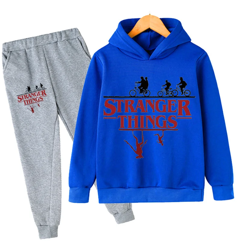 

4-14 Years Stranger Things 4 Hellfire Club Hoodies Long Pants 2PCS/Sets Fashion Kids Boys Girls Cartoon Casual Clothing Outfits