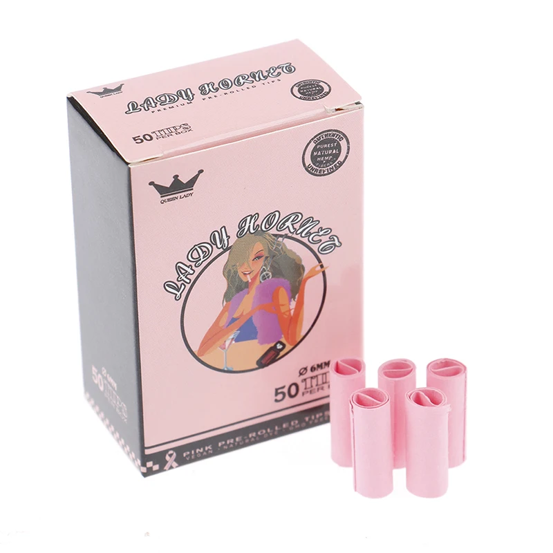 

50Pcs Set Boxed Cute Lady Hornet Disposable Filter Rolling Pink Paper Tobacco Smoking Accessories for Lady Women Female