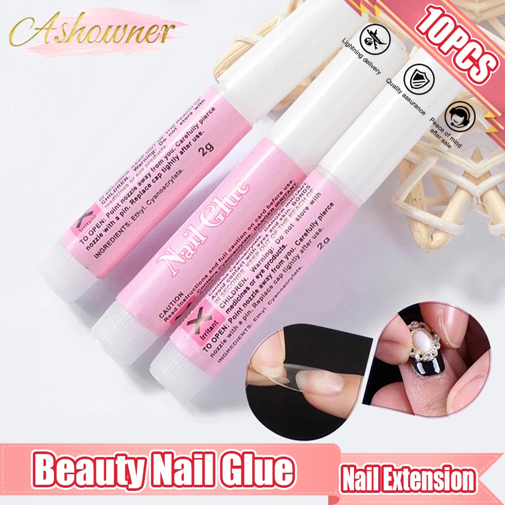 

10Pcs/Set Mini Beauty Nail Glue False Art Decorate Tips Acrylic Glue Nail Accessories False Nail Extension Glue Nail Accessories
