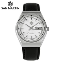 San Martin New Men Dress Watch 37mm Luxury Fashion Seagull ST2100 Automatic Mechanical Sports Business Sapphire Double Calendar