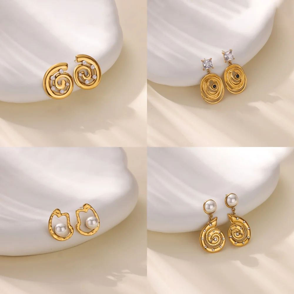 Французские винтажные серьги-улитки для женщин модные серьги из нержавеющей