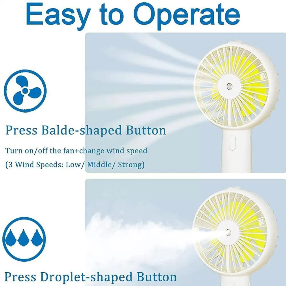 

Mini Handheld Portable Water Mist Fan Silent Usb Electric Desktop Air Cooling Gadget Rechargeable Battery Fans For Car Outd L6n8