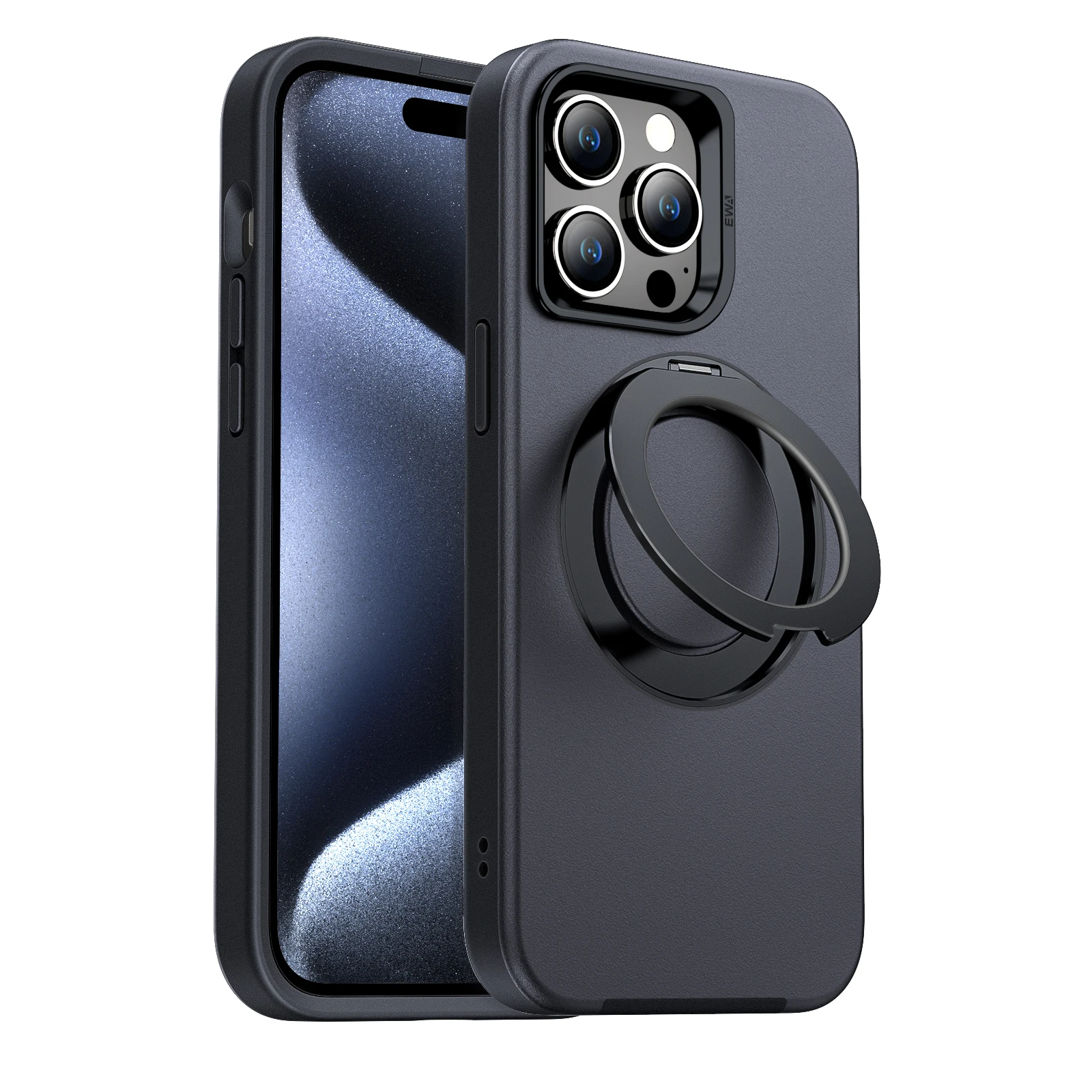 Фото Магнитная опора EWA для чехла iPhone 15 Pro [совместима с Magsafe] с 360° ° Регулируемая подставка, совместимая с беспроводной зарядкой №1