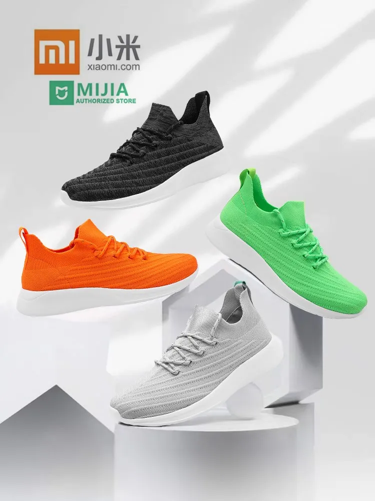 NEW Xiaomi Mijia Sports Shoes 4 Lightweight Ventilate Elastic Knitting Shoes Breathable Refreshing City Running Sneaker For Man
