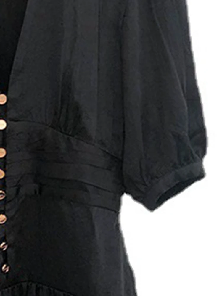 2022 Autumn New French Style Layered V-neck Ruffled Pleated Slinky Dress Women Mini Dress
