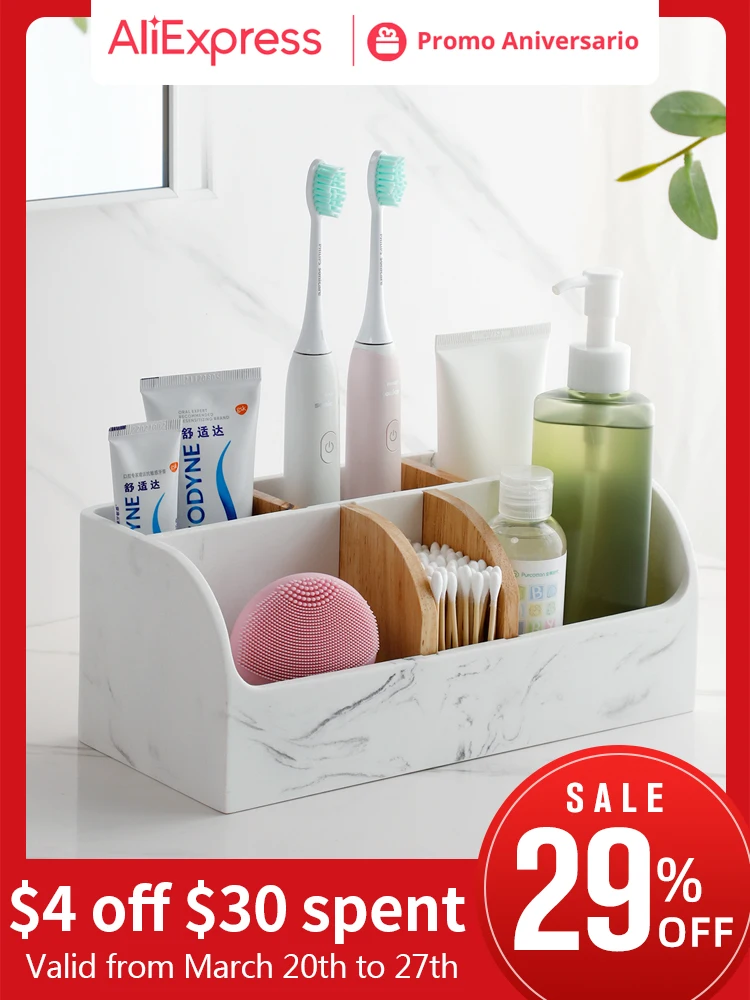 Toothbrush Holder Makeup Organizers Storage Box Bathroom Countertop Organizer Desk Storage Box Razor Makeup Brushes Holder