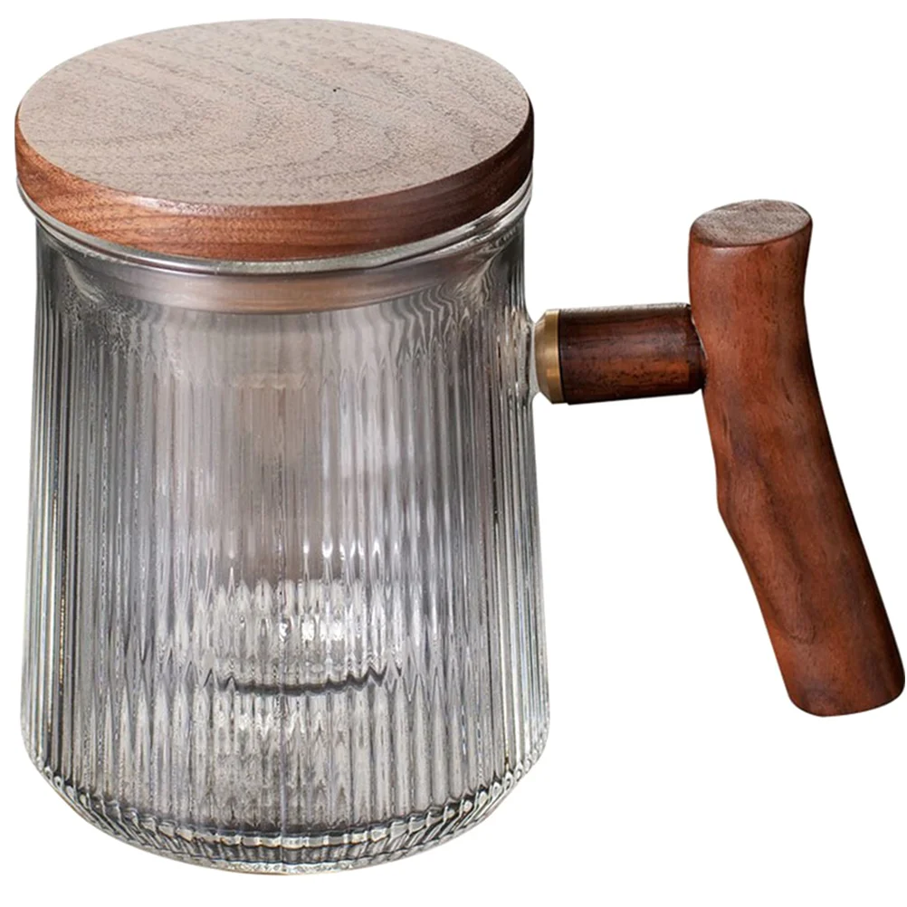 

Vertical Stripe Tea Cup Cups Glass Vintage Steeping Lid Clear Mug Infuser Teacup