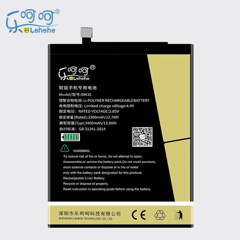 

New LEHEHE BM3E Battery for Xiaomi Mi 8 Mi8 3400mAh High Quality Smartphone Batteries Replacement with Tools Gift