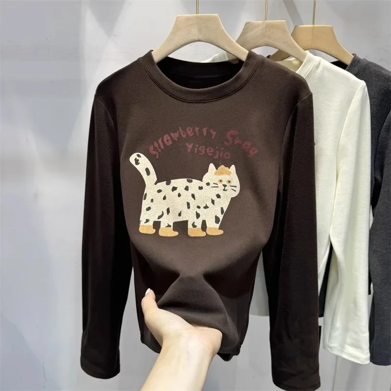 Осень/зима 2023 новый стиль мягкая двухсторонняя шлифовальная бархатная футболка