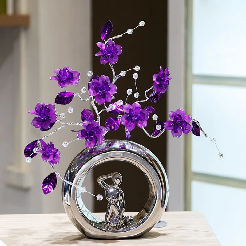 

HIGH GRADE CRYSTAL FLOWER DECORATION CRAFTS LADY CHARACTERS CERAMIC VASE ORNAMENT FIGURINES MINIATURES HOME DECOR WEDDING GIFT