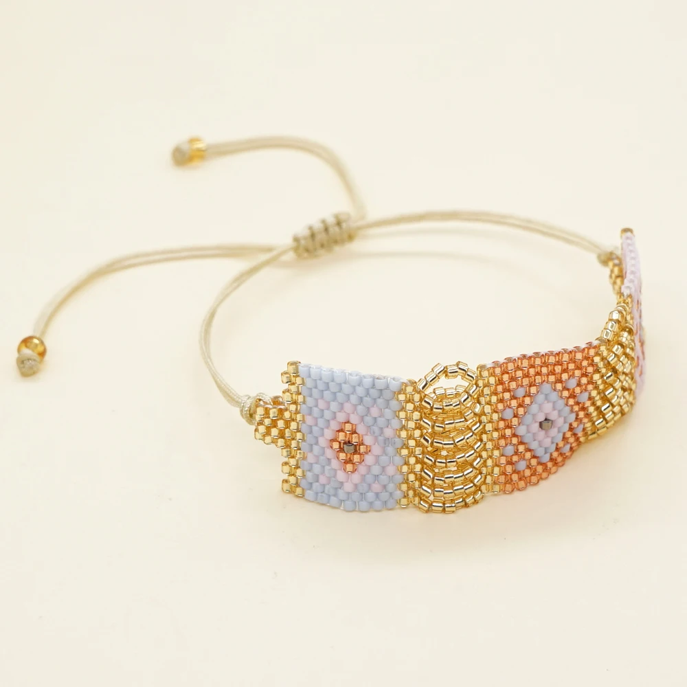 

Boho Accessories Evil Eye Bangle Lace-Up Rope Chain Bracelet for Women Men Bohemia Geometric Pattern Bracelets Glass Beaded