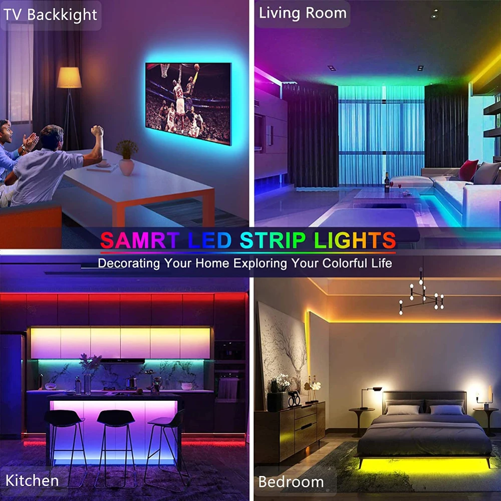 USB LED Strip Lights 5050 Bluetooth Control DC 5V RGB Tape Ribbon Flexible Lamp For Festival Room Party TV BackLight Decoration |