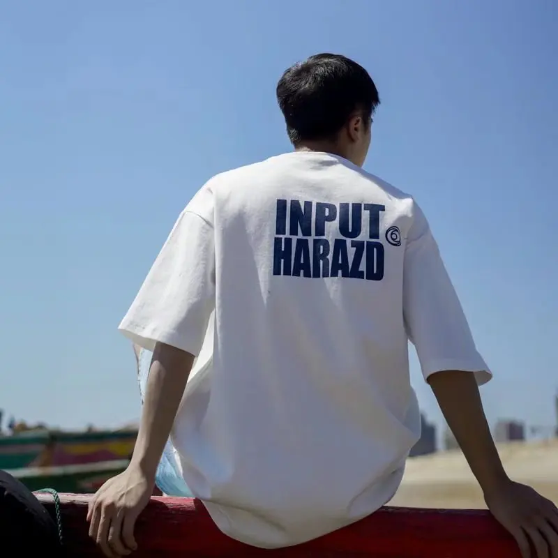 

Футболка мужская хлопковая с коротким рукавом, простая брендовая рубашка с принтом букв, топ с рукавом до локтя, на лето