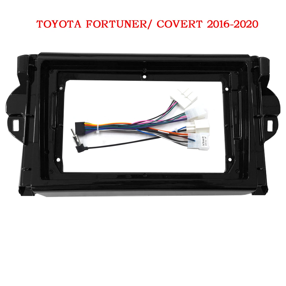 Фото Рамка автомобильного радиоприемника для Toyota Fortuner SW4 2015-2020 9-дюймовая 2DIN стерео панель жгут проводов шнур питания адаптер кабеля Canbus №3