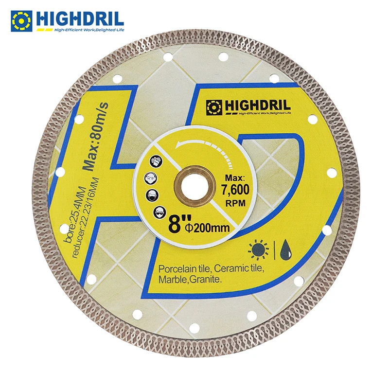 

HIGHDRIL 1pc Dia200mm X Mesh Cutting Disc Dry Diamond Tools For Marble Ceramic Saw Blades Grit60 Circular Saw Machine 25.4mm