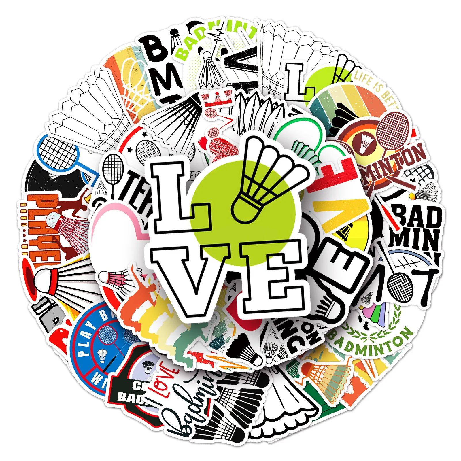 50 шт. Водонепроницаемая наклейка для бадминтона творческий мультяшный воланчик