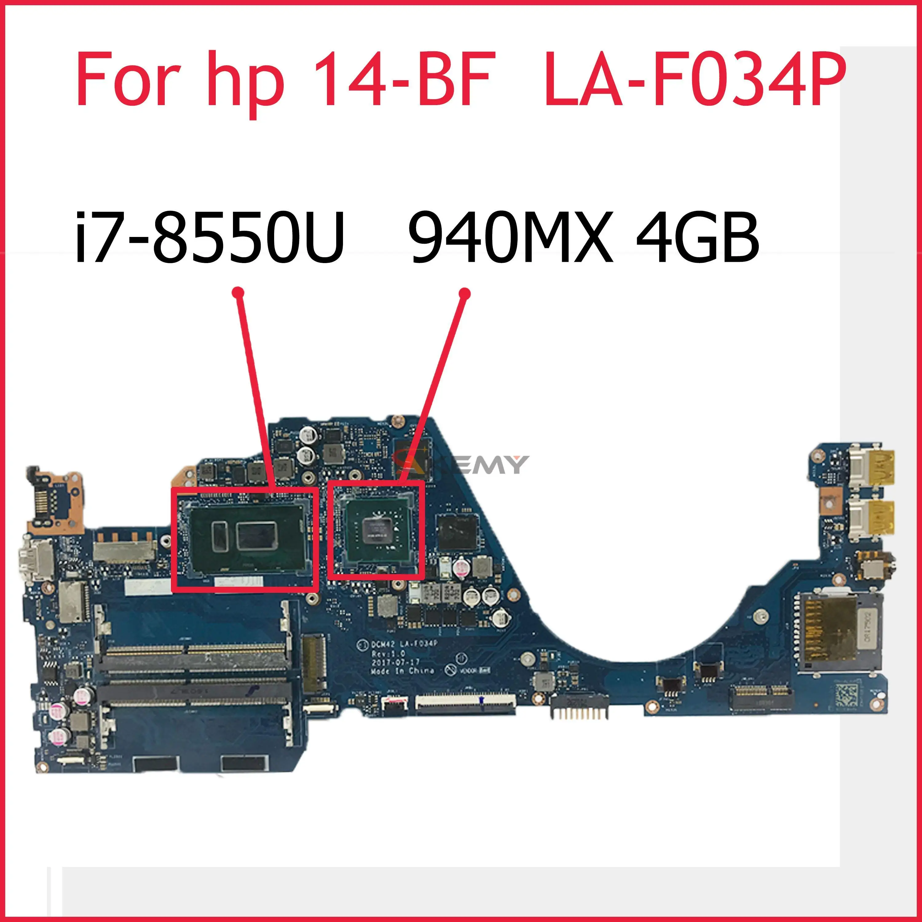 

LA-F034P для HP PAVILION 14-BF 14-BF153SA материнская плата для ноутбука 940762-601 940762-001 i7-8550U 940MX 4 Гб GPU DDR4 протестирована 100% работа