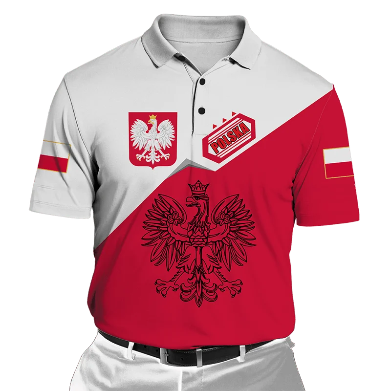 

Poland National Emblem Pattern 3D Printed Men's Polo Shirt For Men Summer Tops Short Sleeve Fashion Casual Oversized T-Shirt