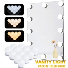 LED Makeup Mirror Light Bulbs USB Charging Vanity Makeup Mirror Lights Bathroom Dressing Table Lighting Dimmable LED Wall Lamp