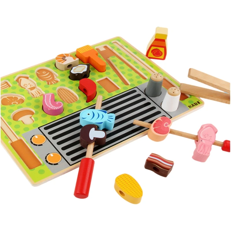 

Children's Wooden Play House Series Toys Kid's Simulation Fruit Supermarket Play House Cash Register Pretend Play Kitchen Toys