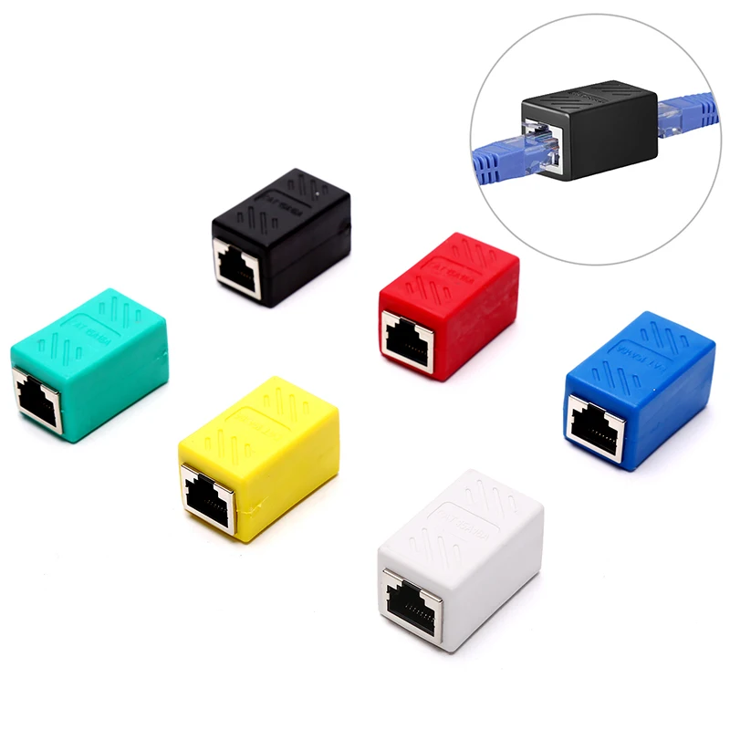 

1PC RJ45 Network Female Adapter Colorful Female to Female Connector Coupler Extender RJ 45 Ethernet Cable Extension Converter