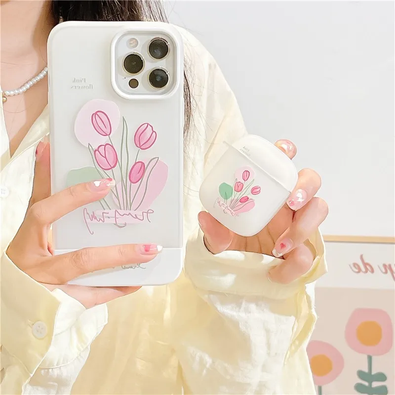 

Fashion Cute Clear Eugene Flower pattern girl Female Silicone Cover For Airpods Pro 3 2 1 Anti-drop Headphone Case Protective