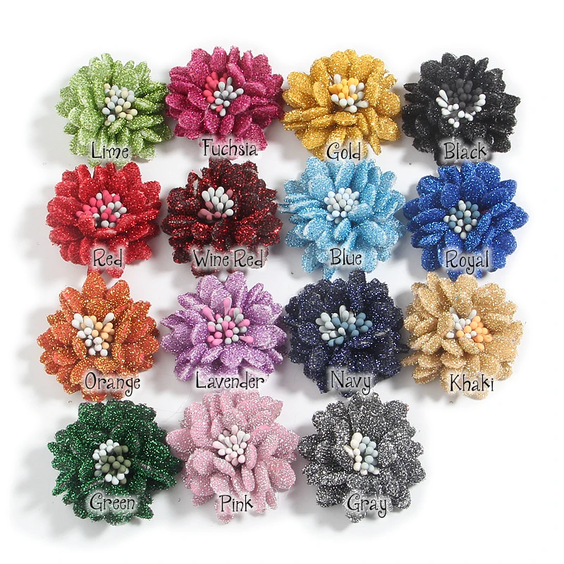 Искусственный цветок с блестками 10 шт. 3 5 см 1 4 дюйма Шелковый для бутика сделай